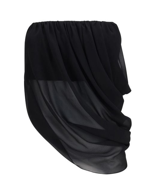 Francesco Murano Black Top Draped Silk
