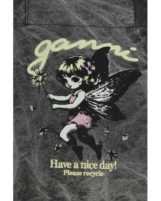 Ganni Black Fairy Medium Tote Bag