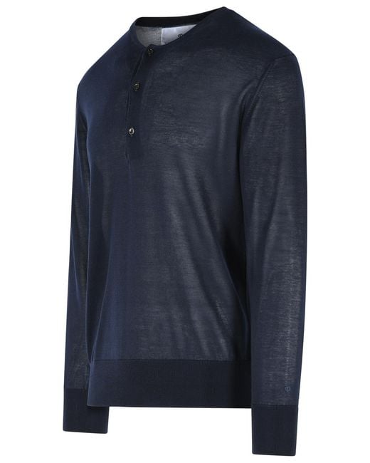 Seven Gauge Blue 'Serafino' Lyocell Sweater for men