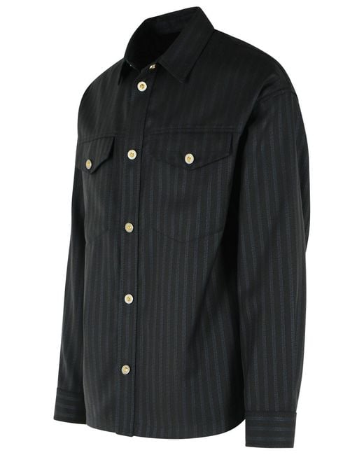 Versace Black Jacquard Wool Blouson for men