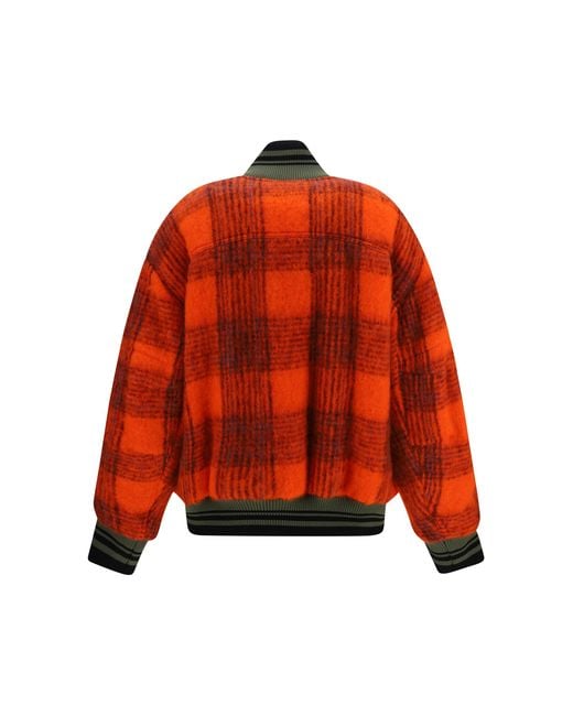Dries Van Noten Red Oversized Mohair-Blend Bomber Jacket