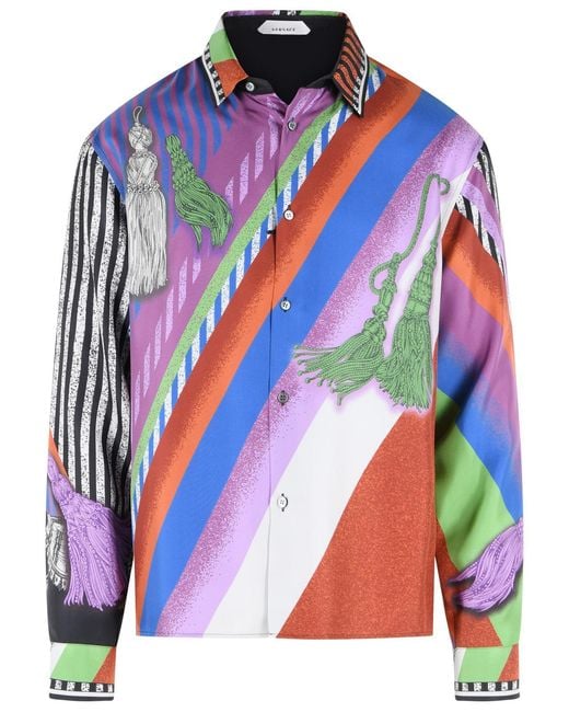 Versace Blue Silk Shirt for men