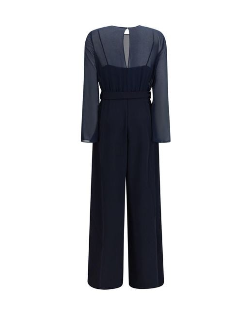 P.A.R.O.S.H. Blue P.A.R.O..H. Cady And Chiffon Jumpsuit