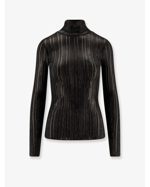 Elisabetta Franchi Black Metallic Fabric Turtleneck Sweater