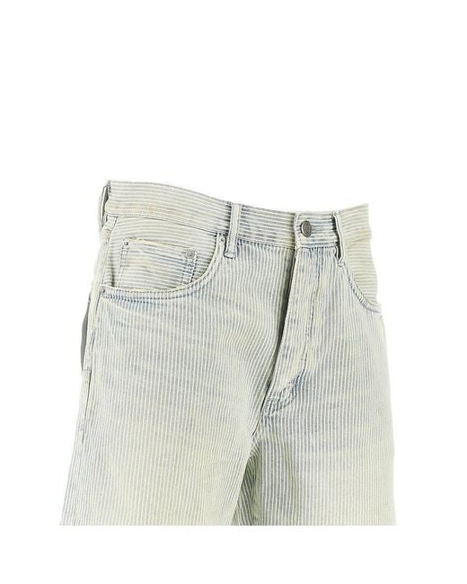 Purple Brand Gray 'P059' Striped Denim Shorts for men
