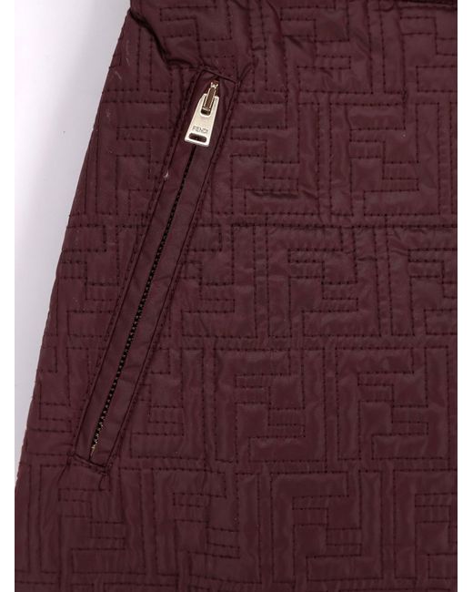 Fendi Red Quilted Nylon Mini Skirt