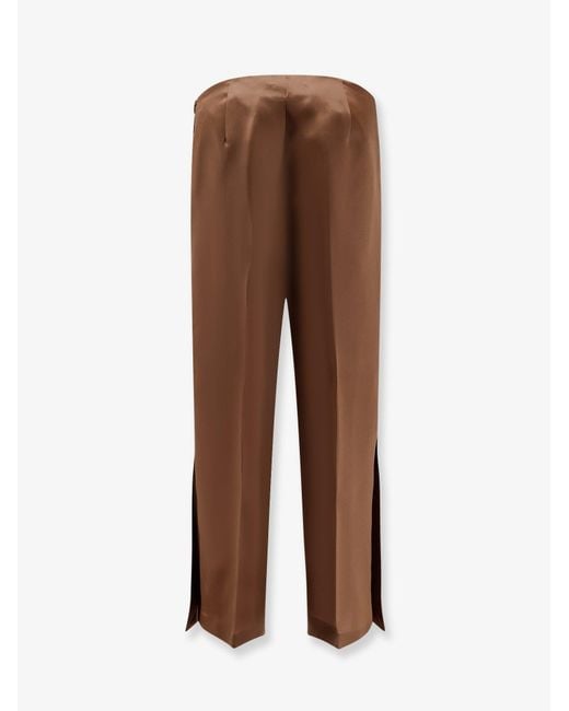 Alberta Ferretti Brown Silk Trousers