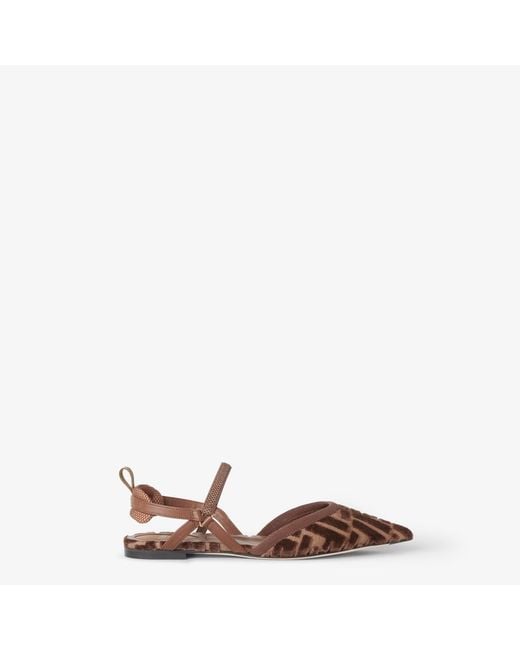 Fendi Brown "Colibrì Lite" Slingback Ballets Flat