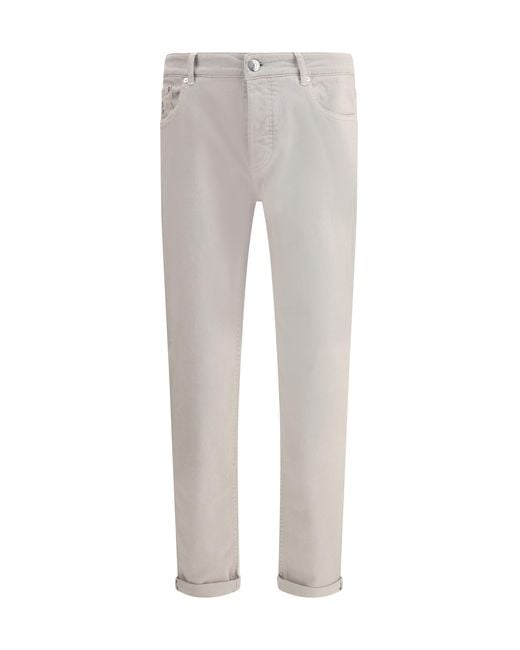 Men's Grey Jeans With Turn-Up Hem