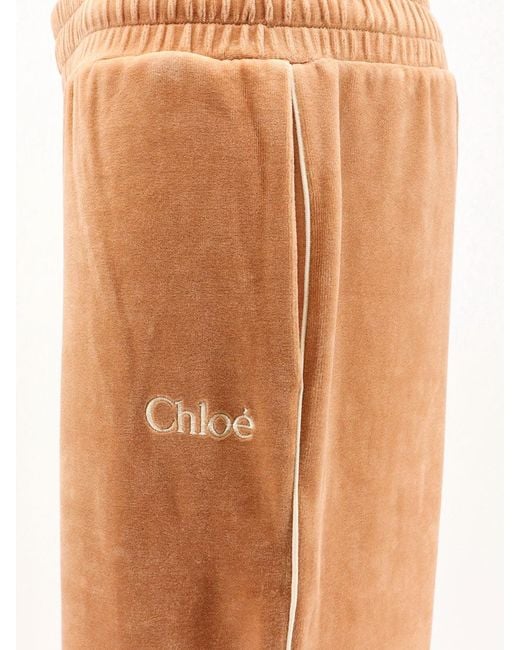 Chloé White Velvet Joggers Trousers