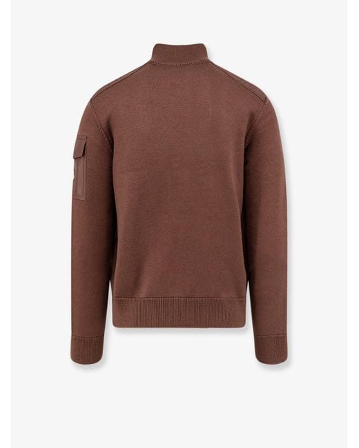 Moncler Brown Virgin Wool Cardigan With Logo Patch for men