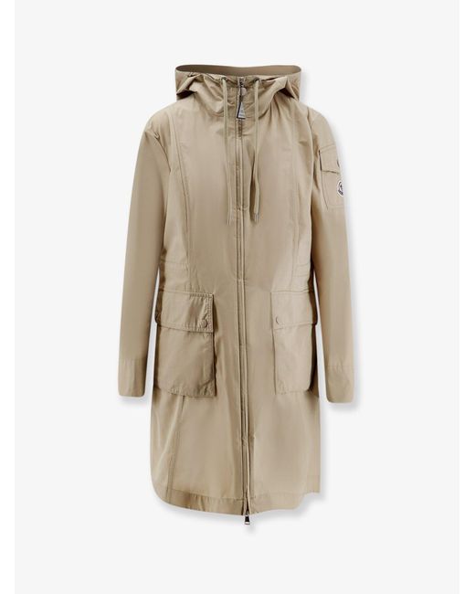 Moncler Natural Laerte Cotton Blend Long Jacket