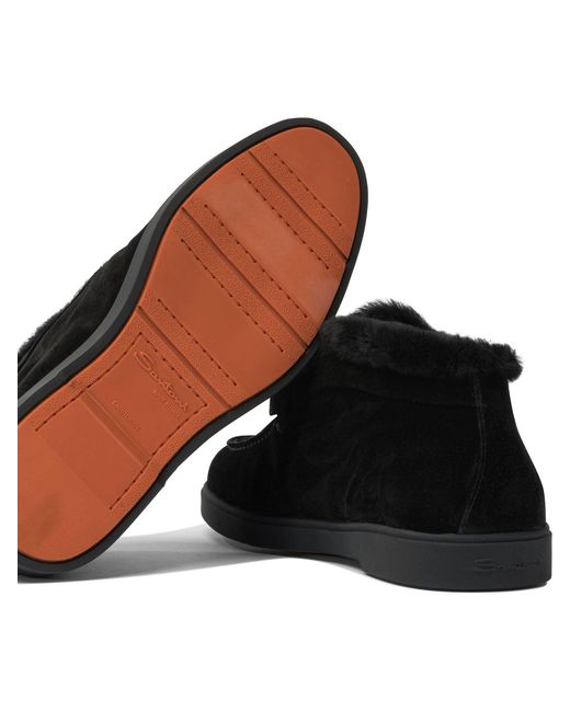 Santoni Black Fortune Loafers