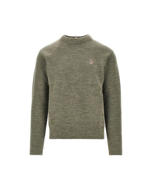 Moncler Green Logo Patch Wool Sweater for men