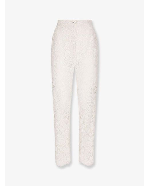 Dolce & Gabbana White Lace Trousers