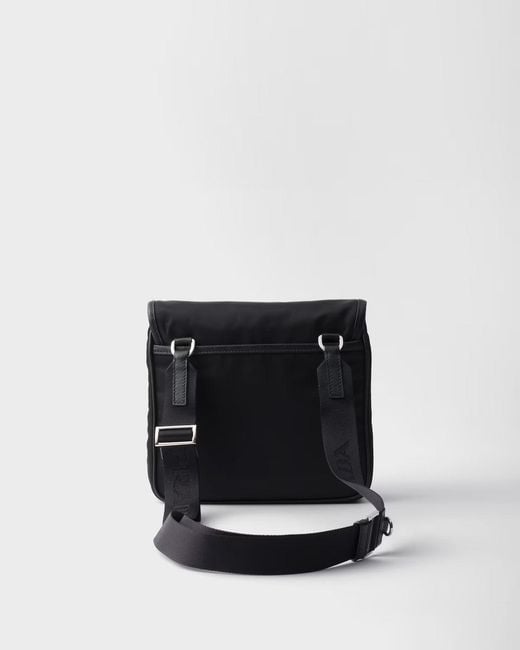 Prada Black Re-Nylon And Saffiano Leather Crossbody Bag for men