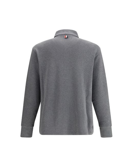 Thom Browne Gray Long Sleeve Polo for men