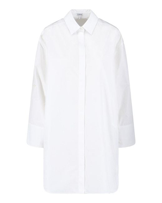 Loewe White Cotton Chemisier Dress