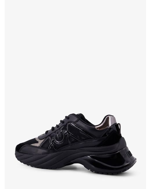 Pinko Black Ariel 33 Leather Sneakers With Nylon Inserts