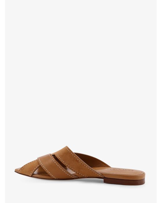 Tod's Brown Leather Sandals With Suede Detail