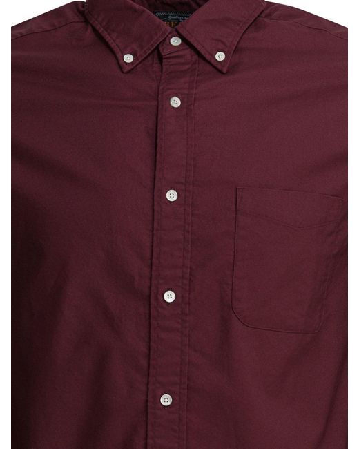Beams Plus Purple Bordeaux Oxford Shirt for men