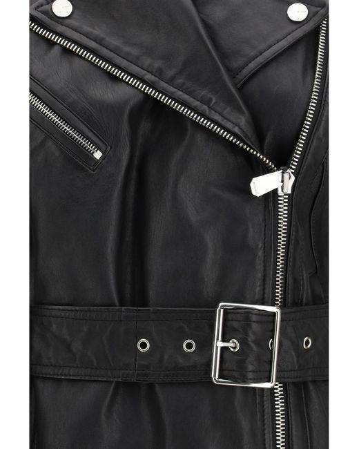 Pinko Black Biker Vest Gypsy Goatskin