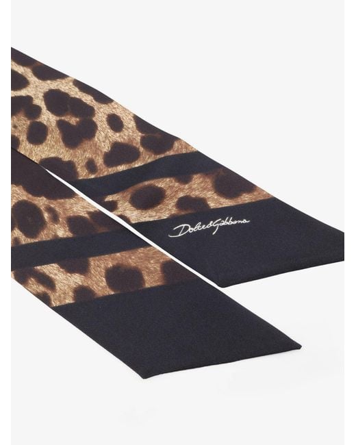 Dolce & Gabbana White Dolce & Gabbana Silk Bandeau Animal Print