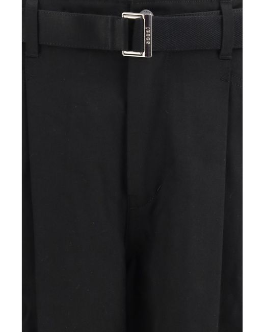Sacai Black Cotton Chino Pants for men