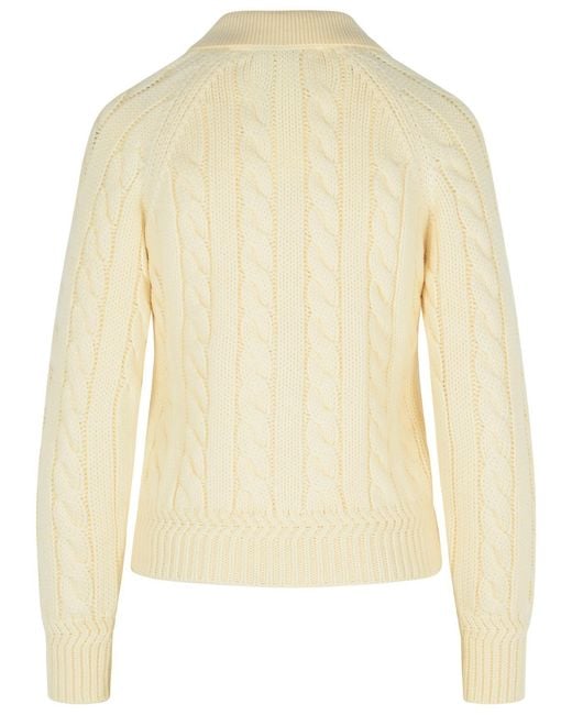 Bally Natural Ivory Extrafine Merino Wool Sweater