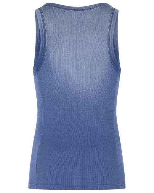 Acne Blue Cotton Blend Tank Top for men