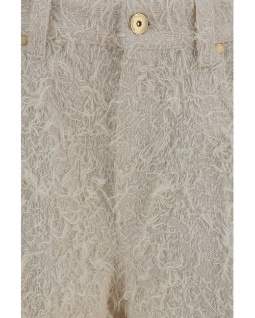 Brunello Cucinelli Gray Square-Leg Dyed Furry Pants With Monili
