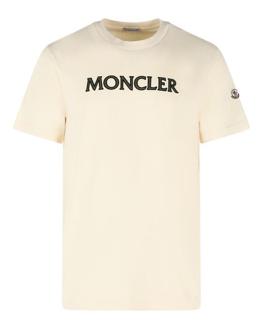 Moncler Natural Ivory Cotton T-Shirt for men