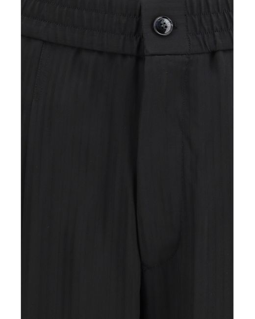 Giorgio Armani Black Wide-Leg Viscose Pants for men