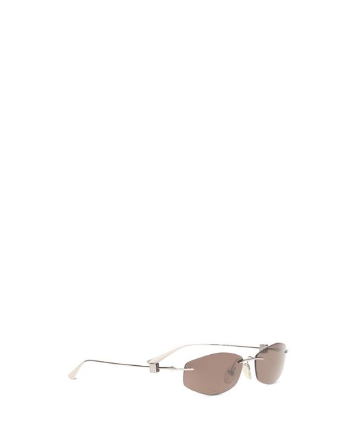 Balenciaga White Geometric Oval Sunglasses for men