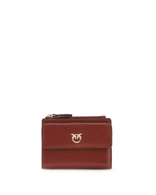Pinko Red Leather Wallet Dark
