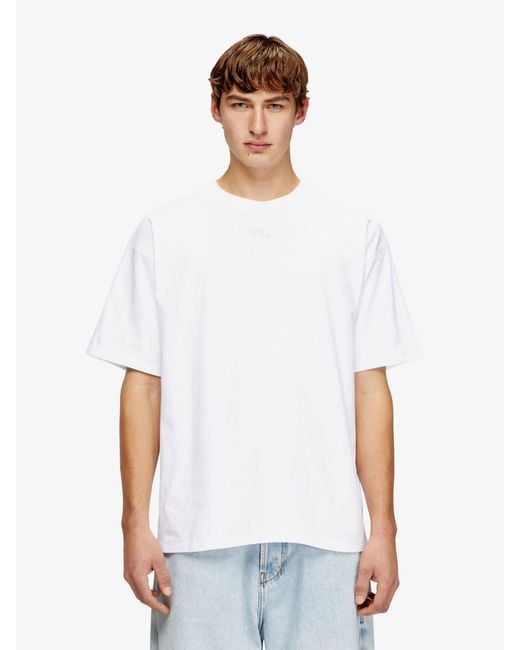DIESEL White T-Lucien-Ihbi Cotton T-Shirt for men