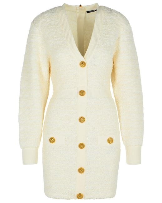 Balmain White Wool Blend Dress