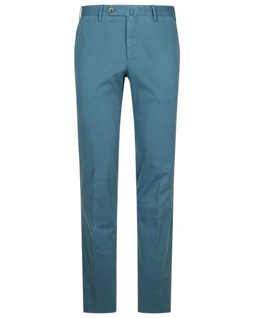 PT01 Blue Light Cotton Blend Trousers for men