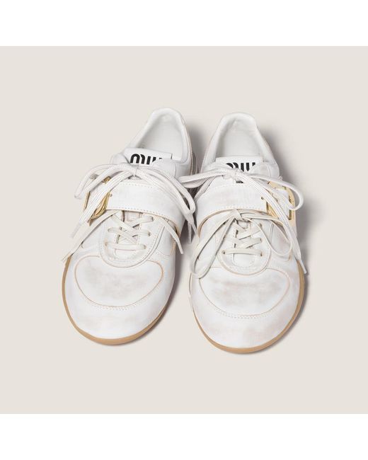 Miu Miu White Gymnasium Leather Sneakers
