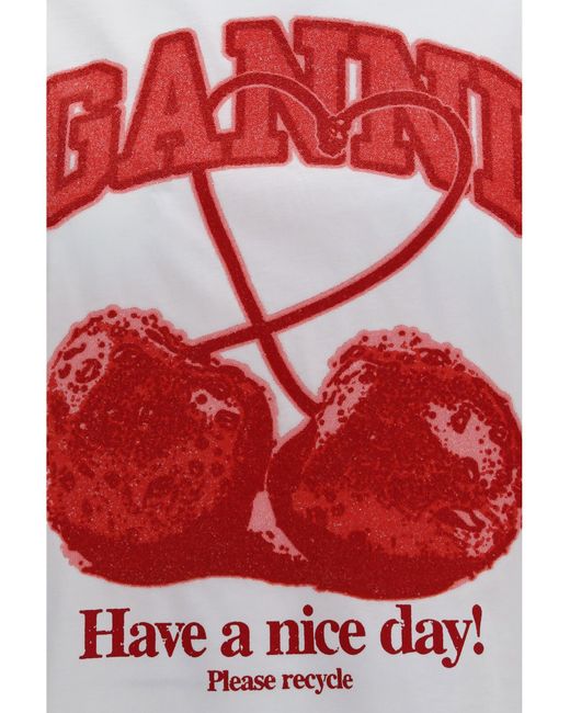 Ganni White Cherry T-Shirt
