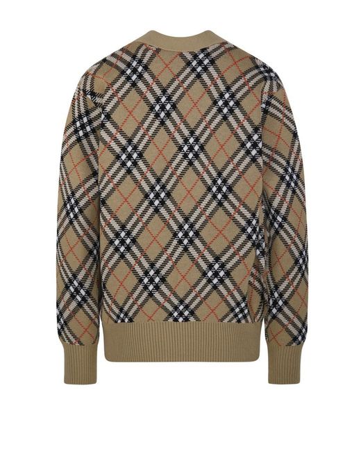 Burberry Natural V-Neck Cardigan With Buttons