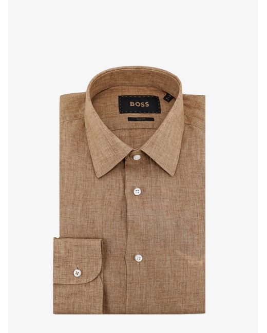 Boss Brown Linen Shirt for men