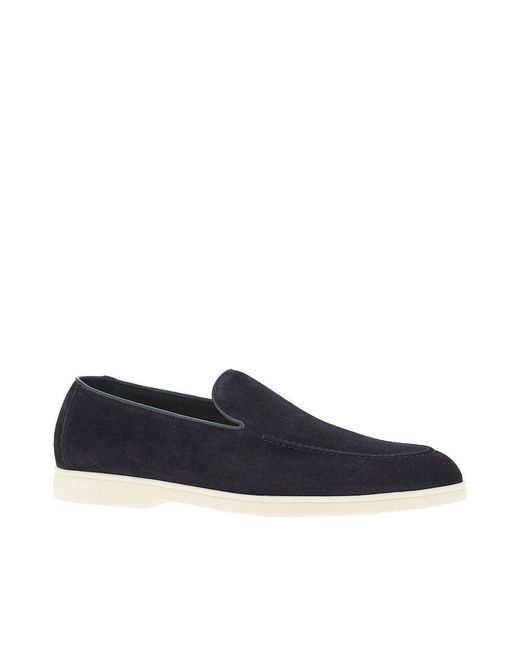 Doucal's Blue Suede Leather Loafers for men