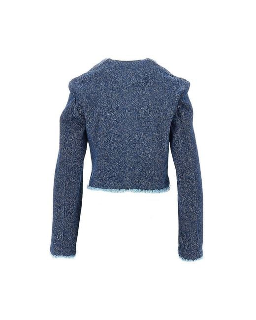 Emporio Armani Blue Buttoned Denim Cropped Jacket