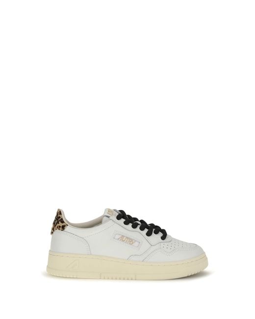 Autry White Medalist Low Leather Sneakers/Leopard