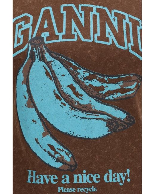 Ganni Brown Banana Cotton T-Shirt