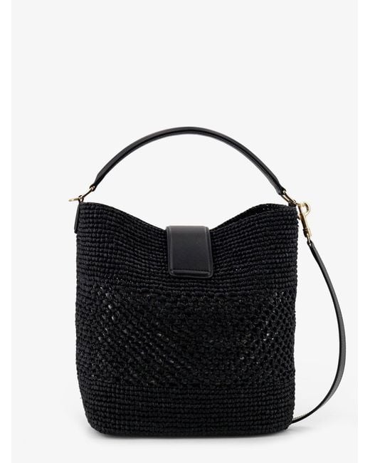Céline Black Louise Medium Raffia Bucket Bag