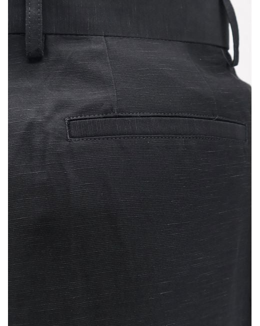 Laneus Black Viscose And Linen Trousers for men