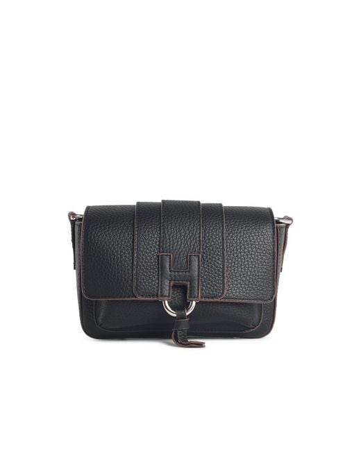 Hogan Black Flap Trend Leather Shoulder Bag