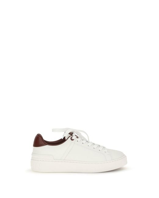 Balmain White B-Court Leather Sneakers
